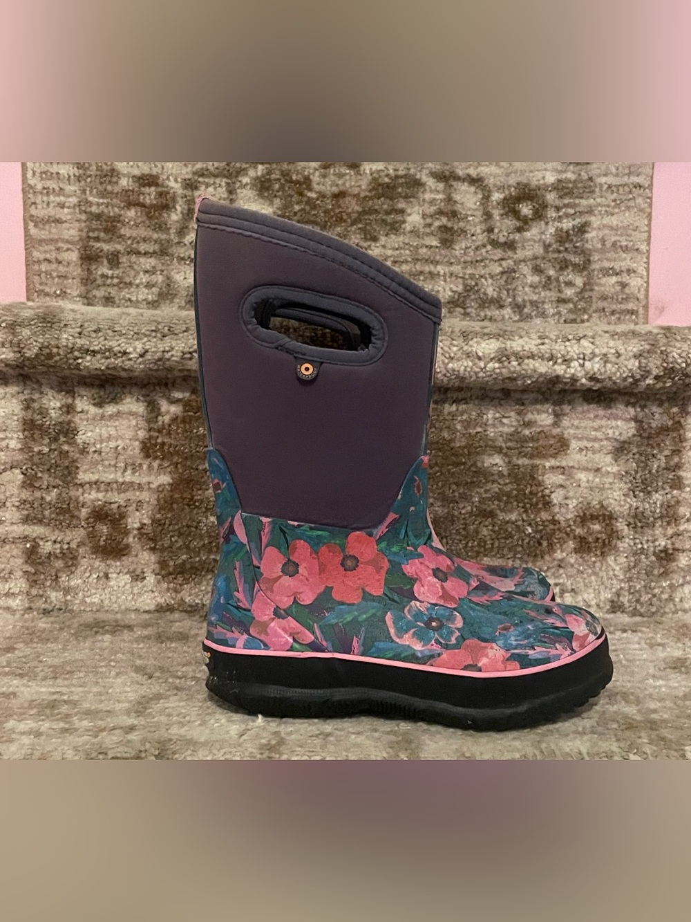 Bogs Gray & Floral Winter Boots Girls Size 1